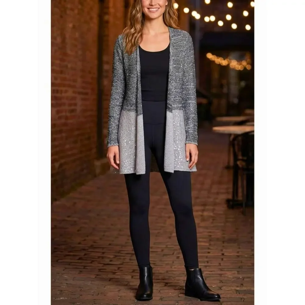 BELLDINI Sequined Open Front Cardigan Sweater NWT Size S